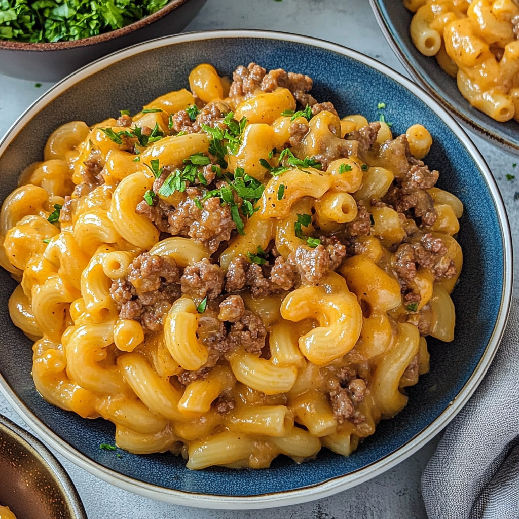 Recipe preparation for One Pot Cheeseburger Macaroni