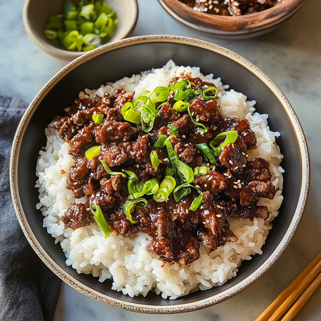 Recipe preparation for Instant Pot Korean Bulgogi Beef & Rice