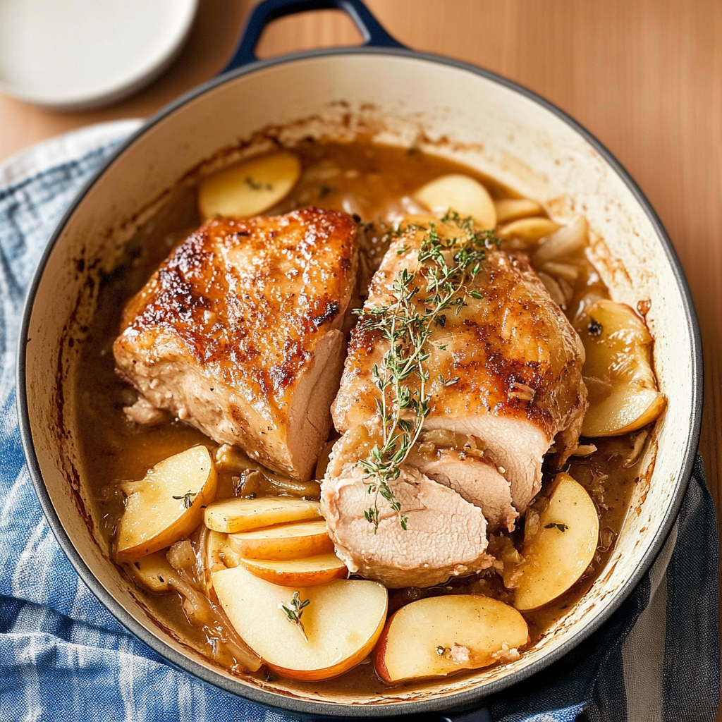 Recipe preparation for Slow Cooker Cinnamon Apple Pork Roast with Sage
