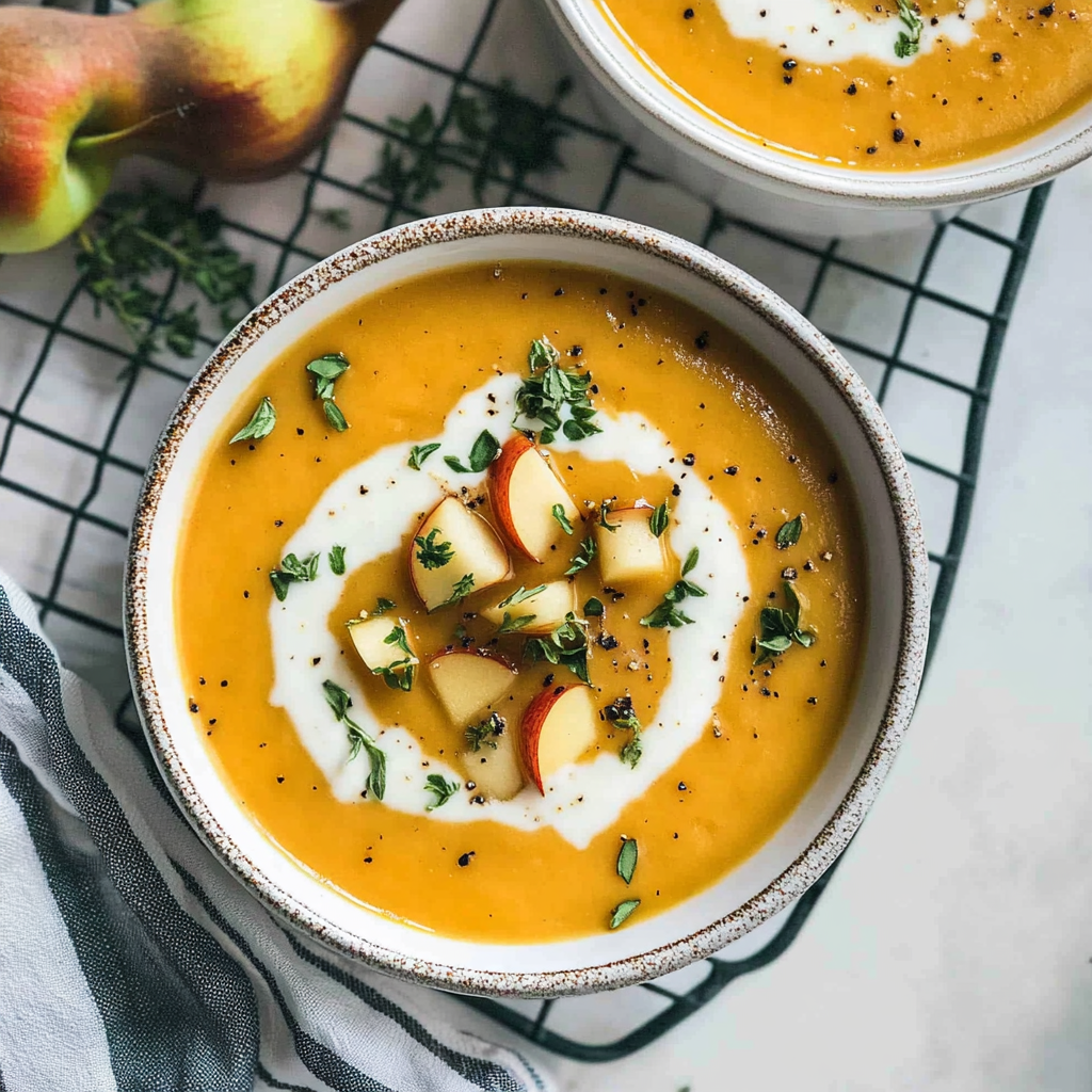 Recipe preparation for Slow Cooker Butternut Squash & Apple Soup