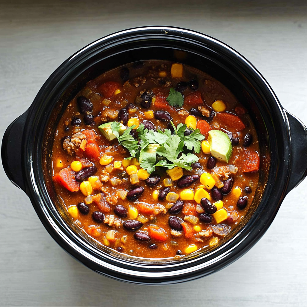 Recipe preparation for Slow Cooker Black Bean Chili
