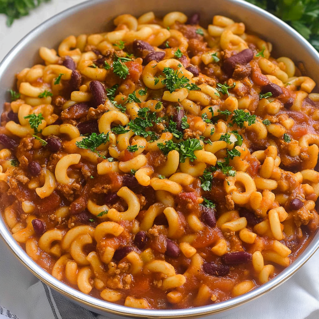 Recipe preparation for Chili Mac (One-Pot Dinner)