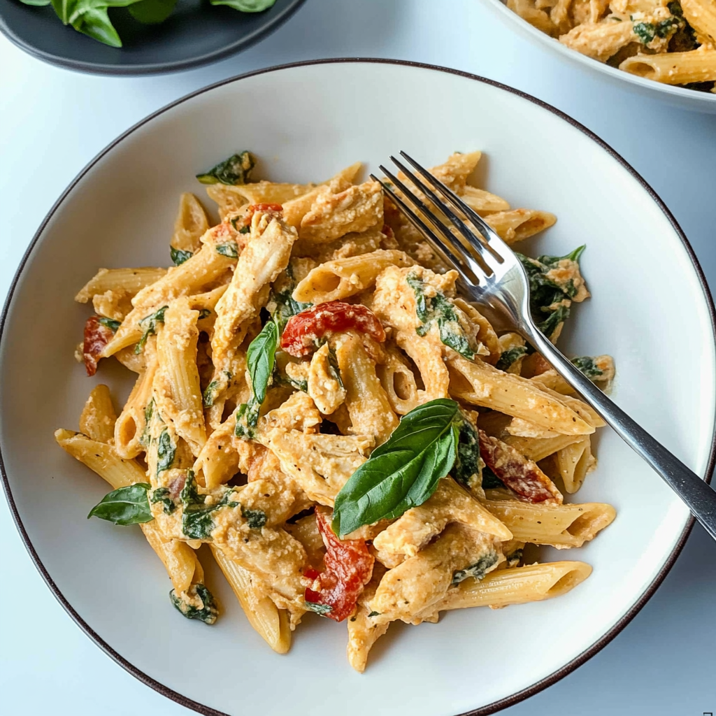 Recipe preparation for 30-Minute Creamy Tuscan Chicken Pasta