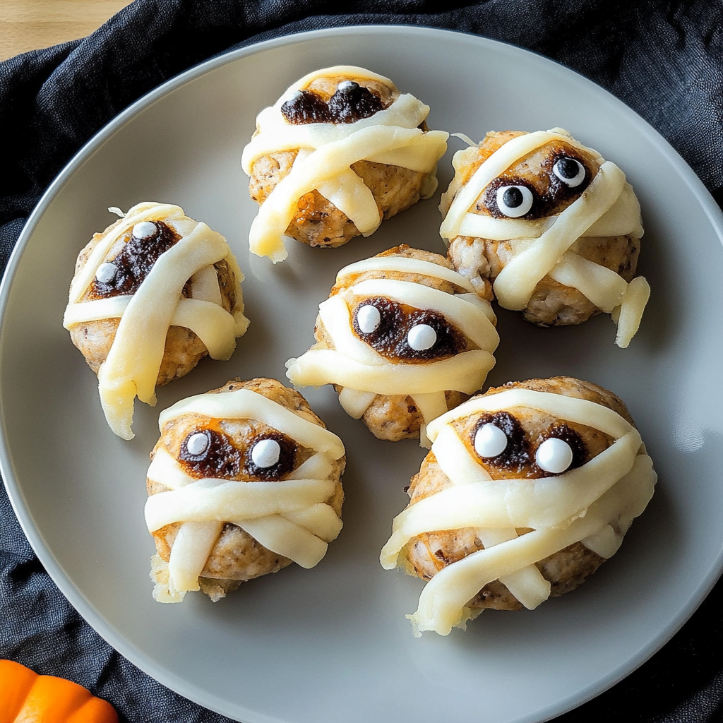 Recipe preparation for Halloween Mummy Meatballs