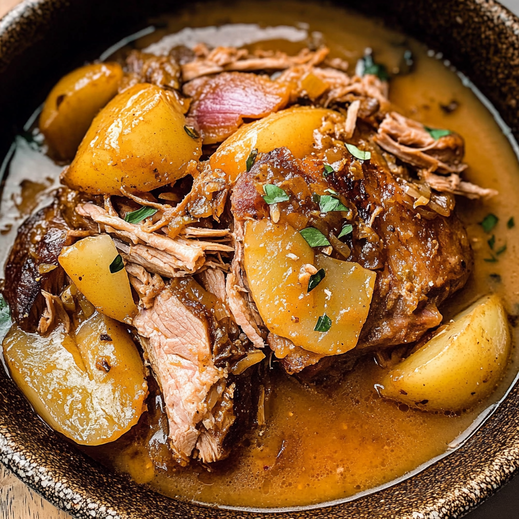Recipe preparation for Slow Cooker Spiced Pear & Pork Shoulder