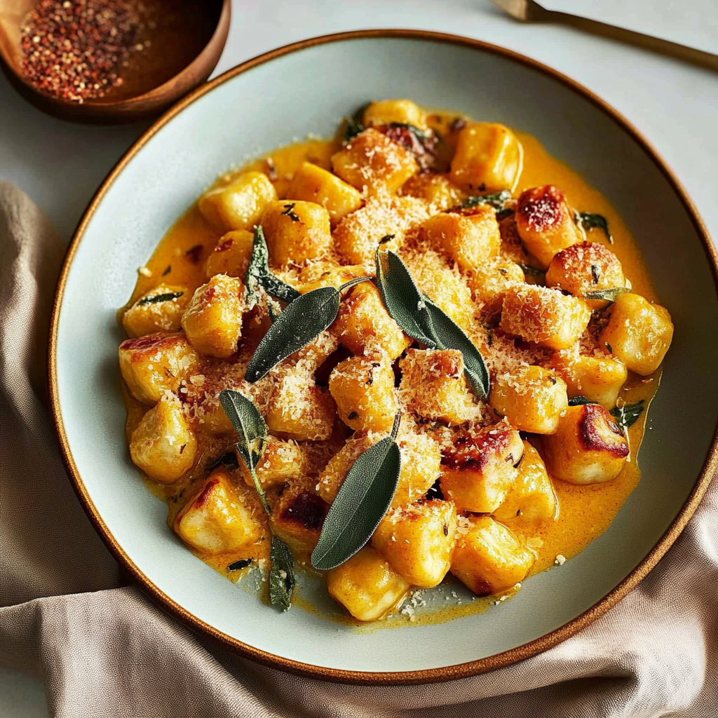 Recipe preparation for 30-Minute Pumpkin Ricotta Gnocchi with Sage Butter