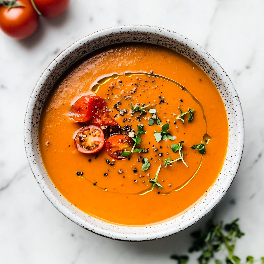 Recipe preparation for Instant Pot Roasted Red Pepper Tomato Soup