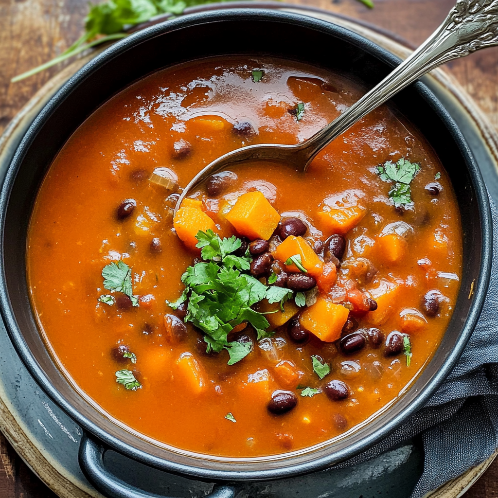 Recipe preparation for Instant Pot Sweet Potato Black Bean Soup