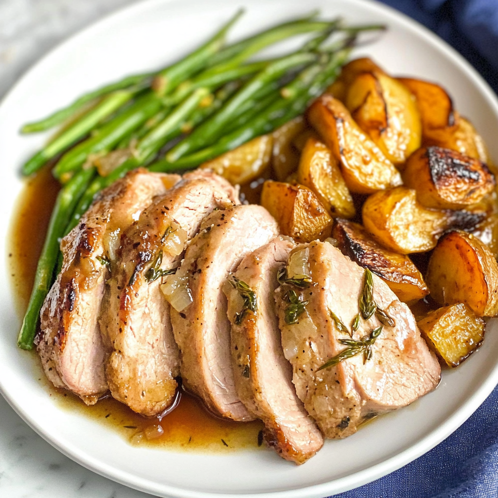 Recipe preparation for Sheet Pan Apple Cider Glazed Pork Tenderloin & Parsnips