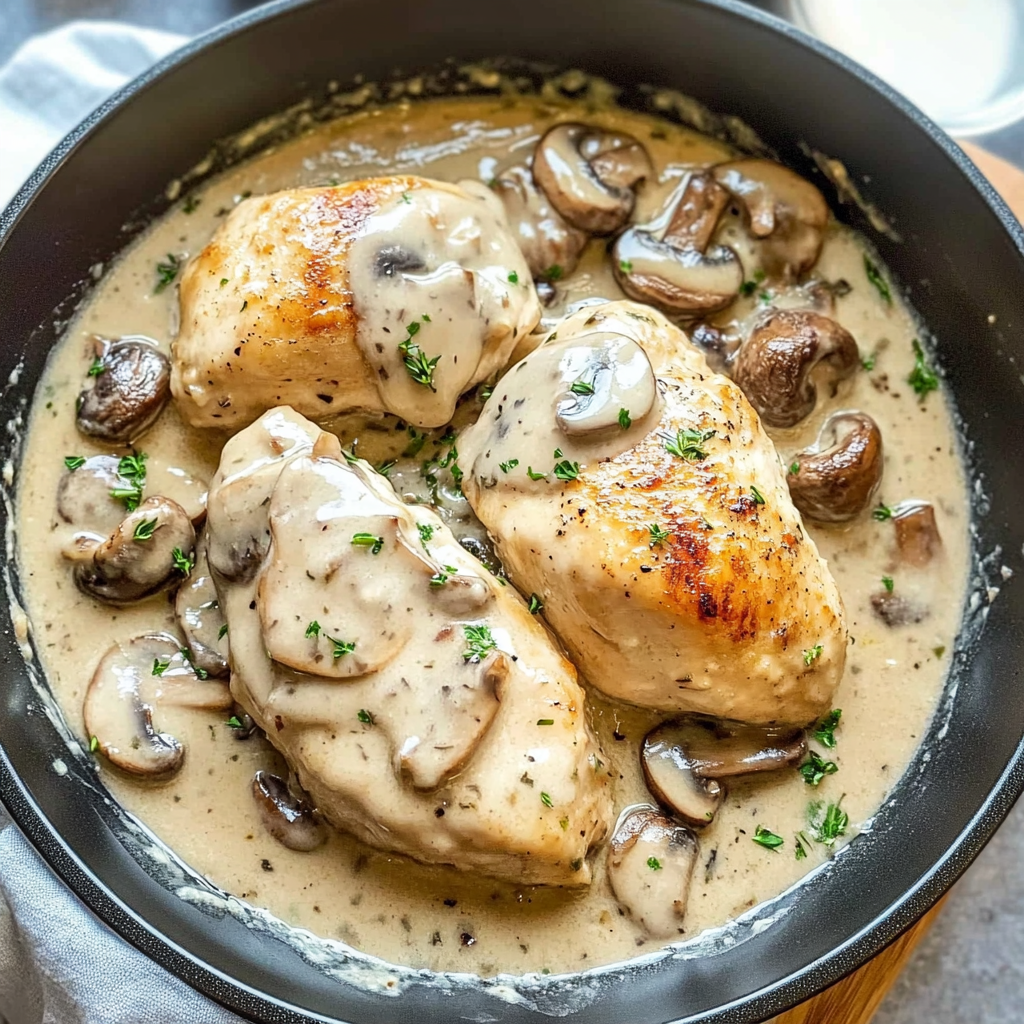 Recipe preparation for 30-Minute Creamy Mushroom Chicken