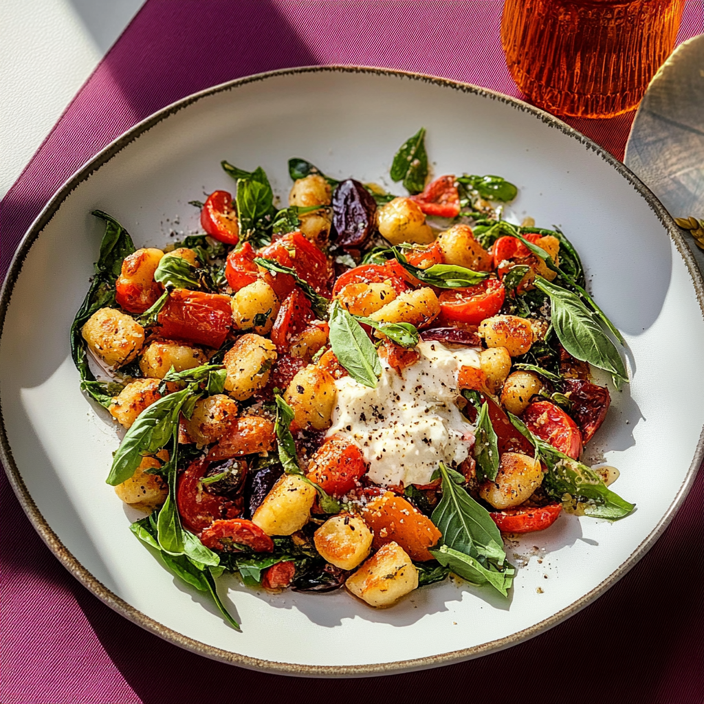 Recipe preparation for One-Pan Gnocchi with Roasted Vegetables