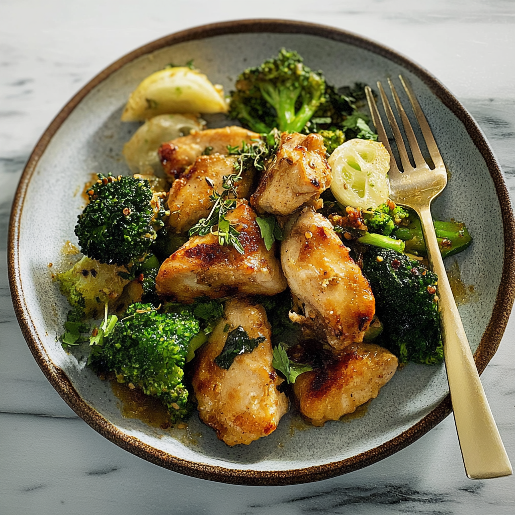 Recipe preparation for Sheet Pan Garlic Butter Chicken and Broccoli