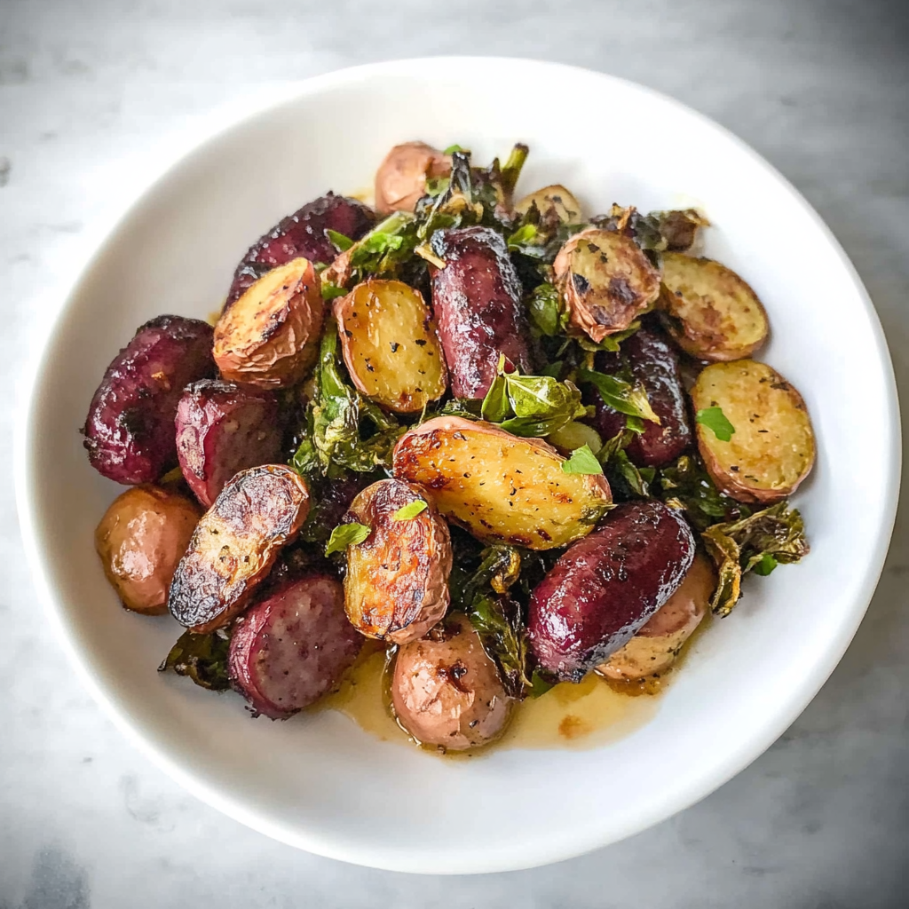 Recipe preparation for Sheet Pan Cajun Sausage with Brussels & Butternut Squash