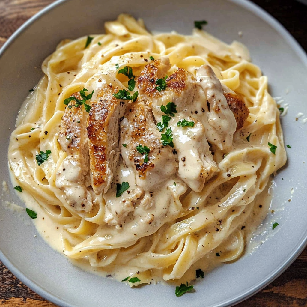 Recipe preparation for Instant Pot Chicken Alfredo Pasta
