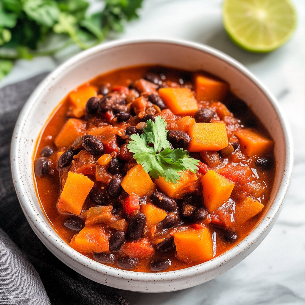Recipe preparation for Slow Cooker Sweet Potato and Black Bean Chili