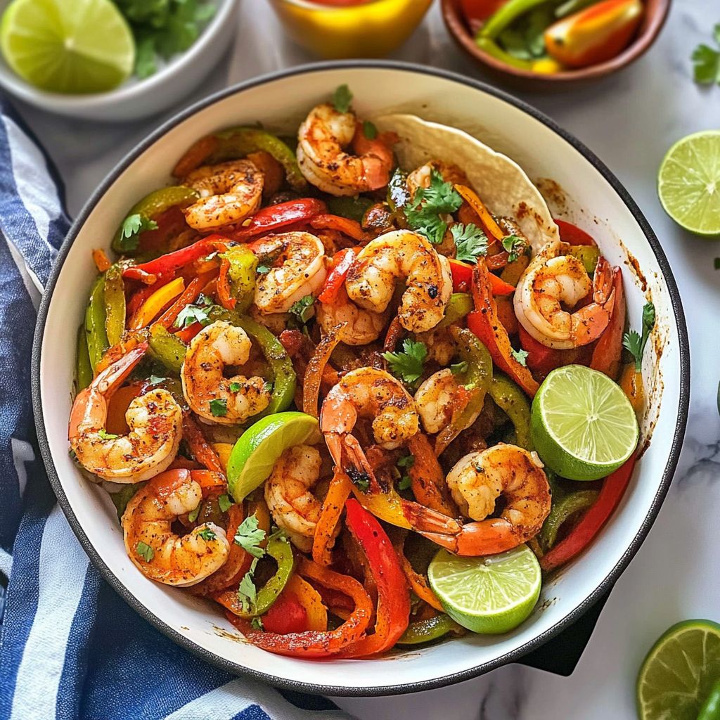 Recipe preparation for Sheet Pan Shrimp Fajitas with Lime