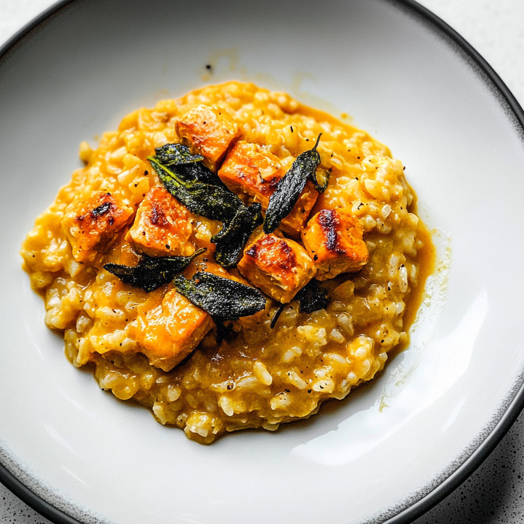 Recipe preparation for Instant Pot Pumpkin Sage Chicken Risotto