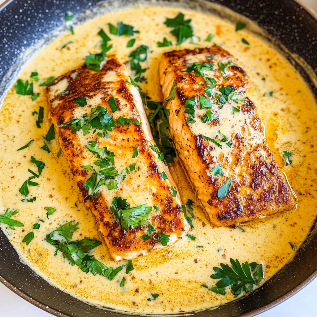Recipe preparation for 30-Minute Creamy Cajun Salmon