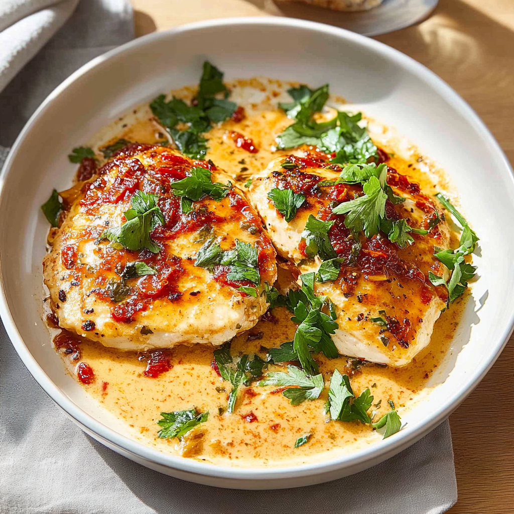 Recipe preparation for 30-Minute Creamy Sun-Dried Tomato Chicken