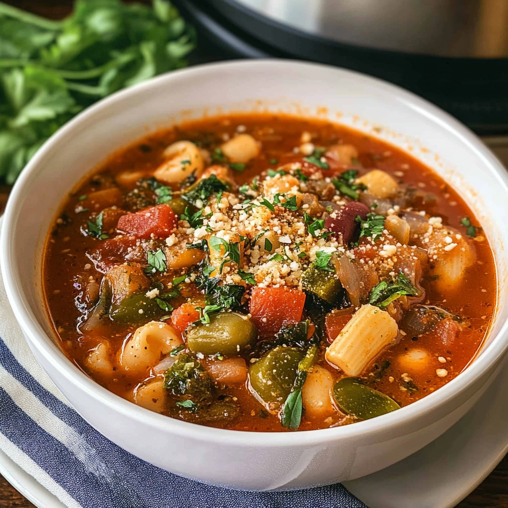 Recipe preparation for Instant Pot Vegetable Minestrone Soup
