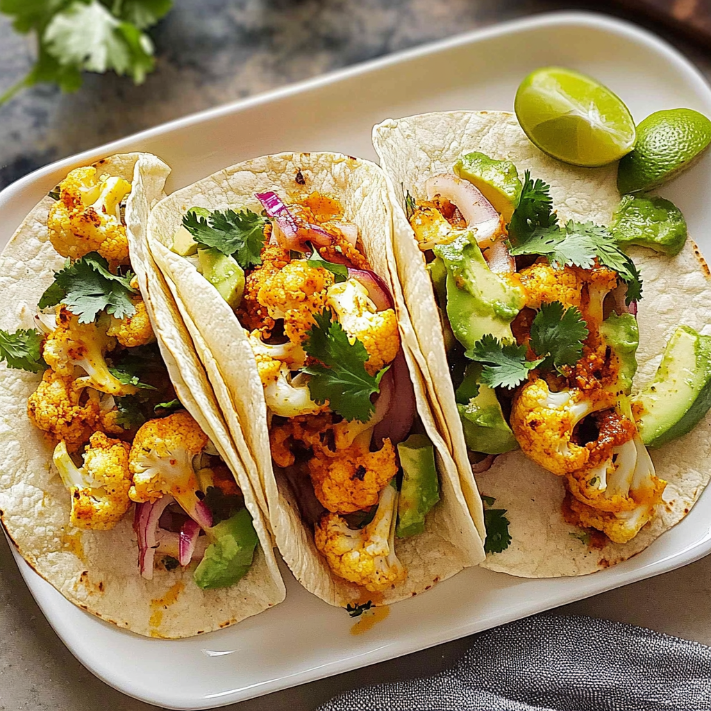 Recipe preparation for 30 minute Chipotle Lime Cauliflower Tacos