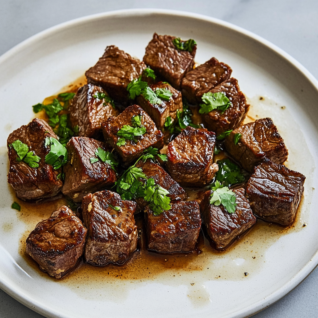 Recipe preparation for 30-Minute Garlic Butter Steak Bites