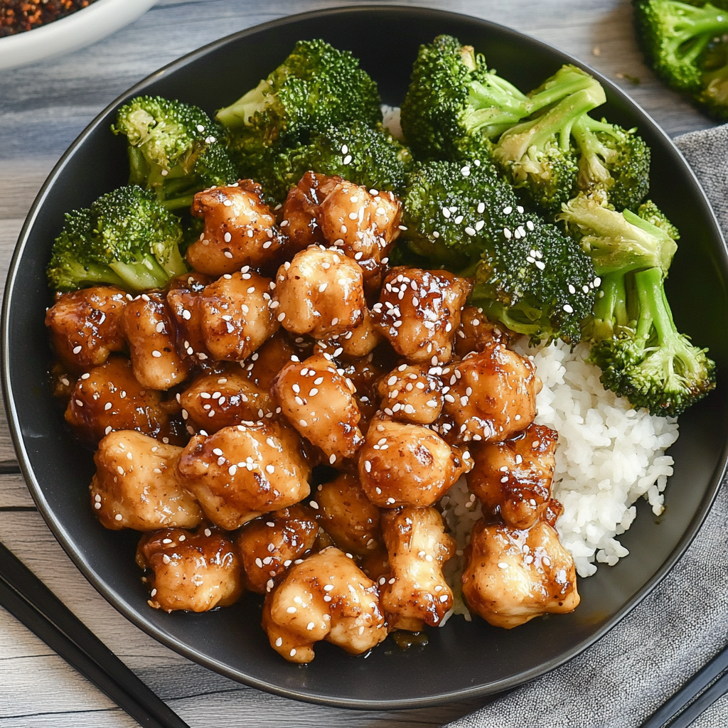 Recipe preparation for Sheet Pan Sticky Sesame Chicken and Broccoli recipe