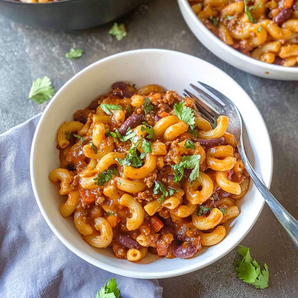 Recipe preparation for one-pot vegan chili mac