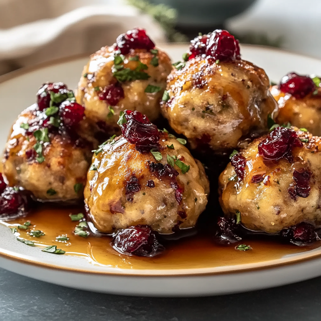 Recipe preparation for Festive Cranberry Turkey Stuffing Balls Recipe