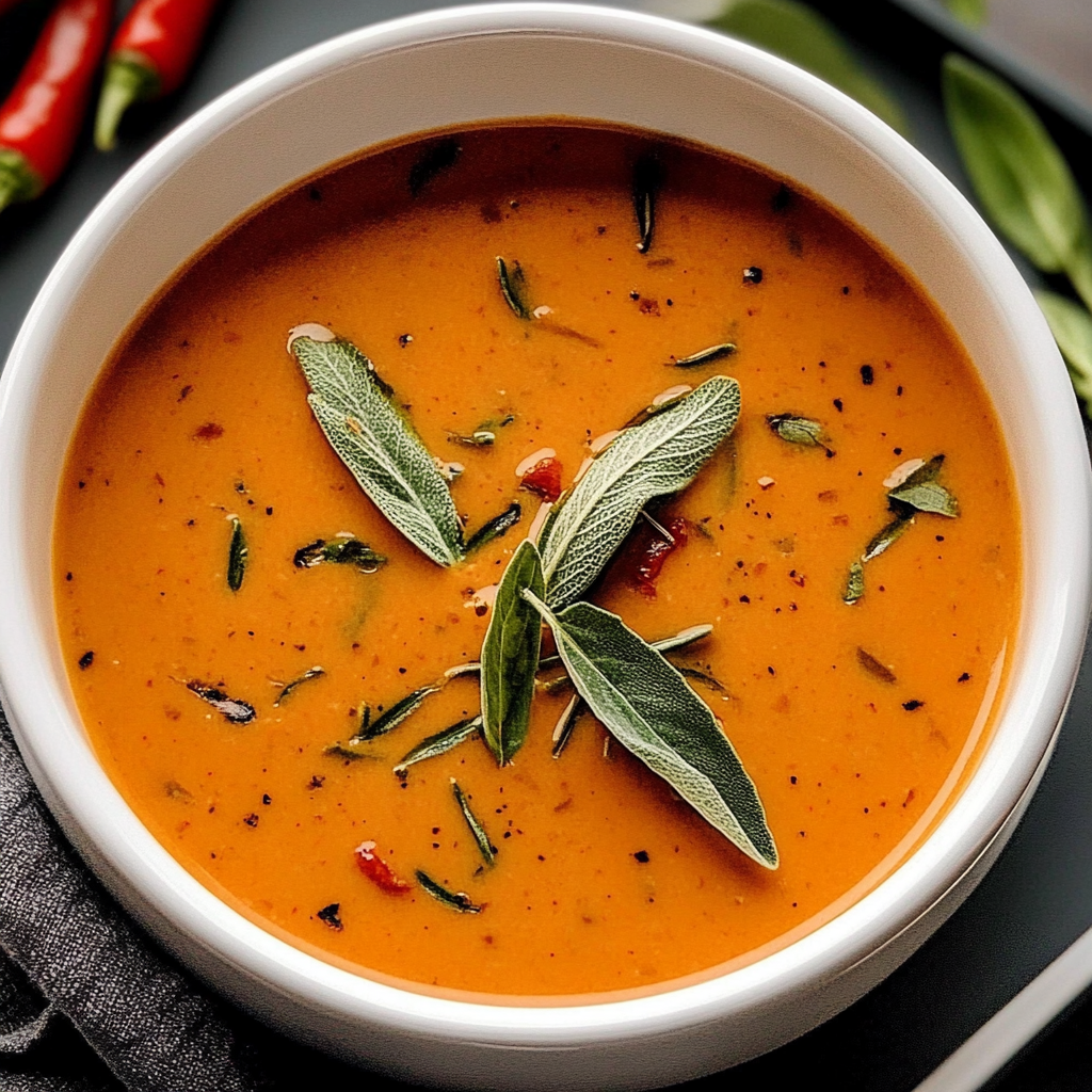 Recipe preparation for Slow Cooker Creamy Roasted Red Pepper & Basil Soup