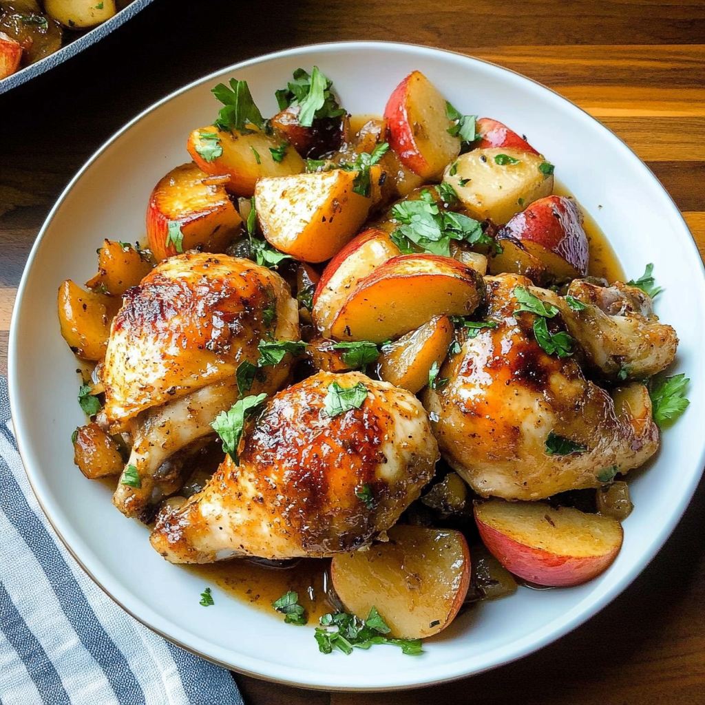 Recipe preparation for 30 minute Apple Cider Glazed Chicken Skillet