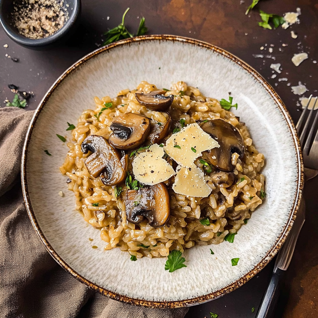 Recipe preparation for Instant Pot Wild Mushroom Risotto with Truffle Oil