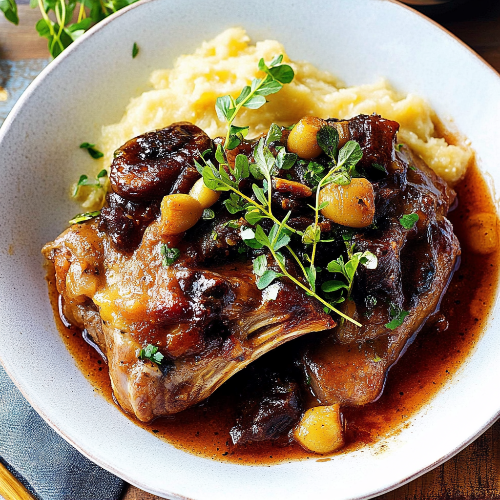 Recipe preparation for Slow-Cooked Lamb Shanks
