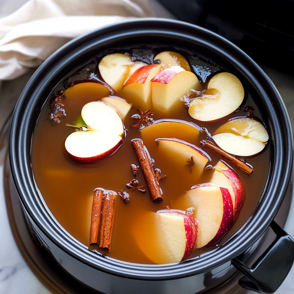 Recipe preparation for Crockpot Spiced Apple Cider