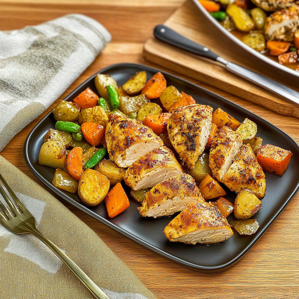 Recipe preparation for Sheet Pan Chicken and Vegetables (Fall Colors)