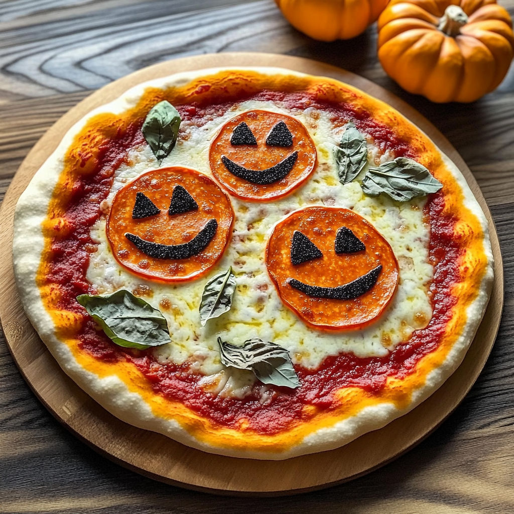 Recipe preparation for Halloween Pizza Faces