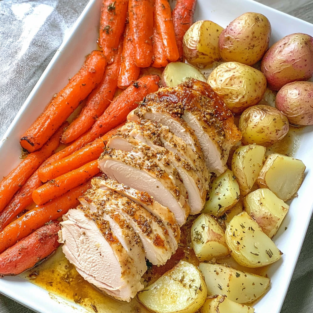 Recipe preparation for Sheet Pan Christmas Dinner (Turkey, Potatoes, Carrots)