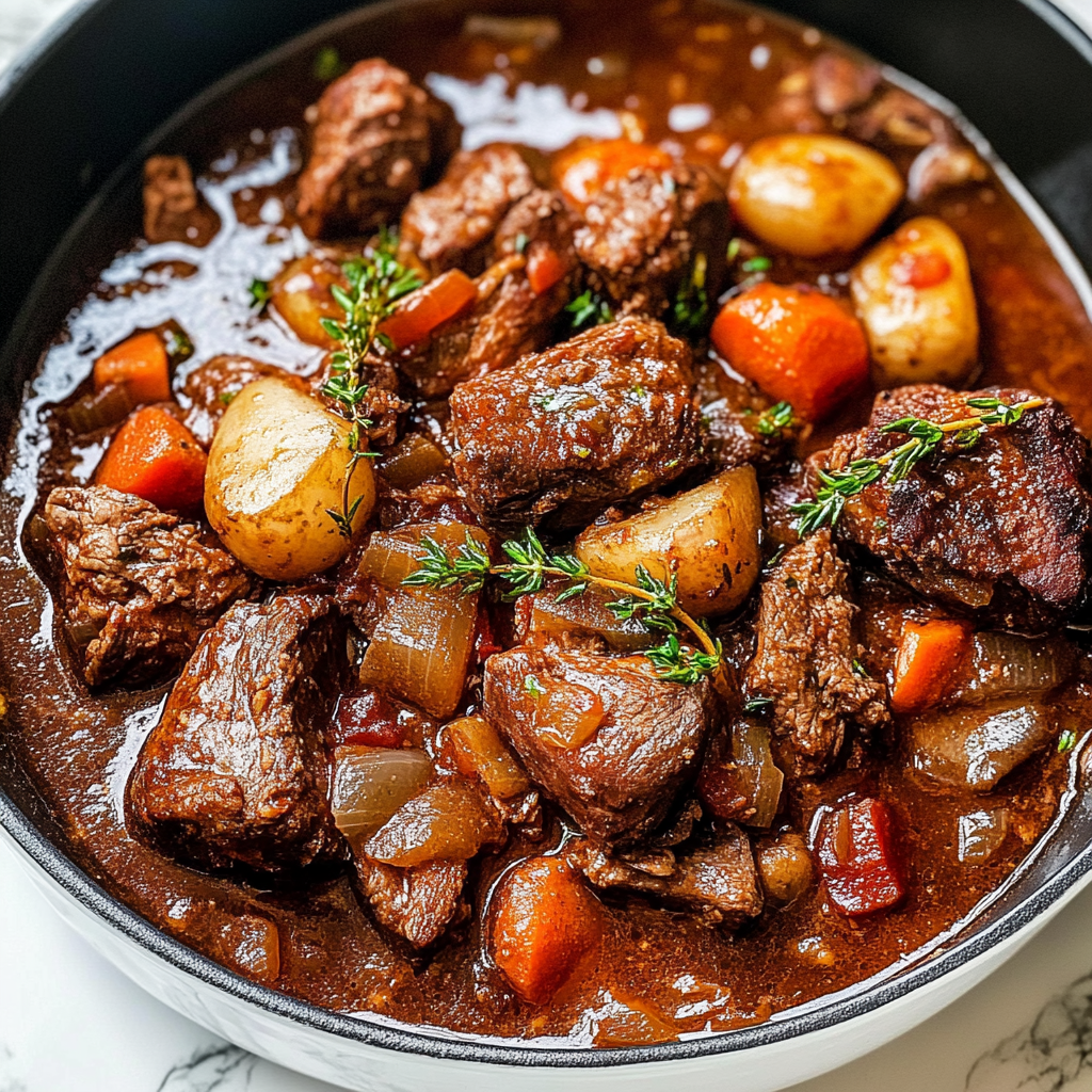 Recipe preparation for Slow Cooker French Country Beef & Red Wine Stew