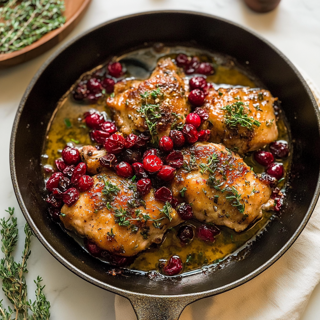 Recipe preparation for Cranberry Chicken with Herbs