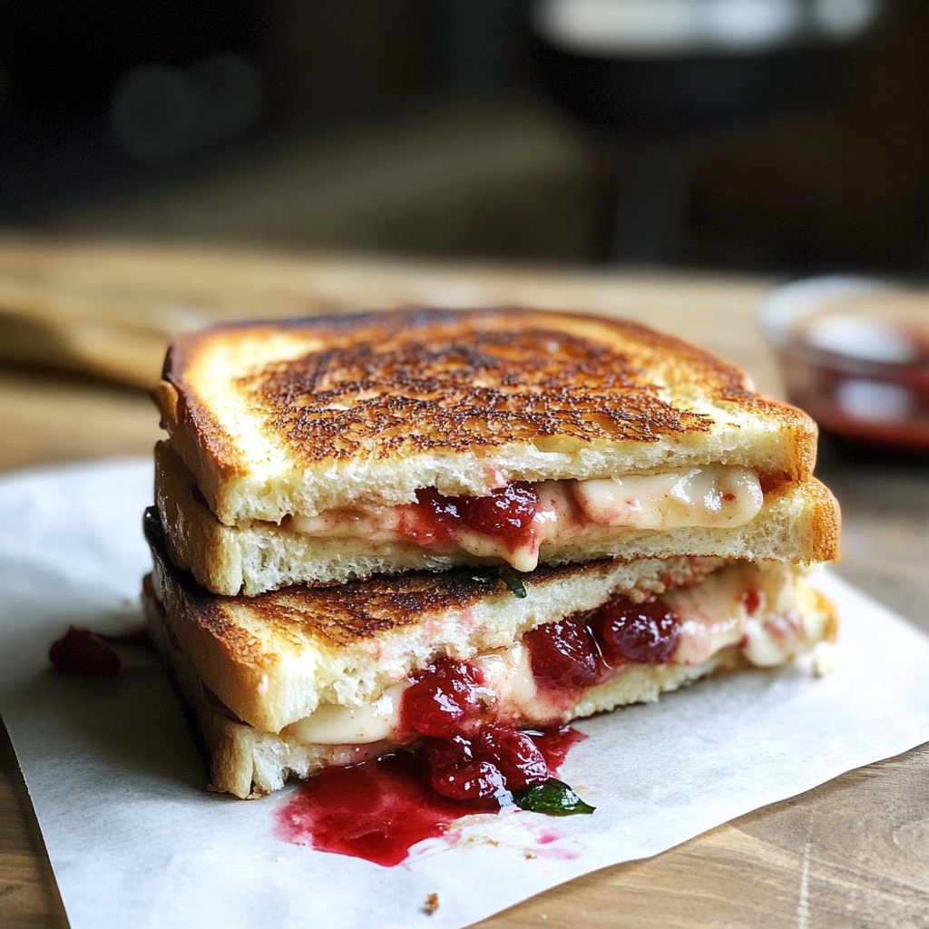 Recipe preparation for Turkey and Cranberry Grilled Cheese