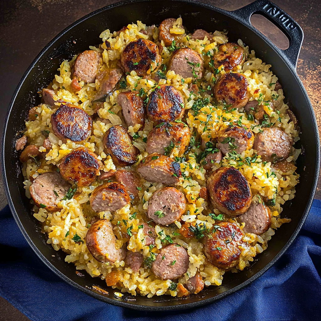 Recipe preparation for Sausage and Rice Casserole