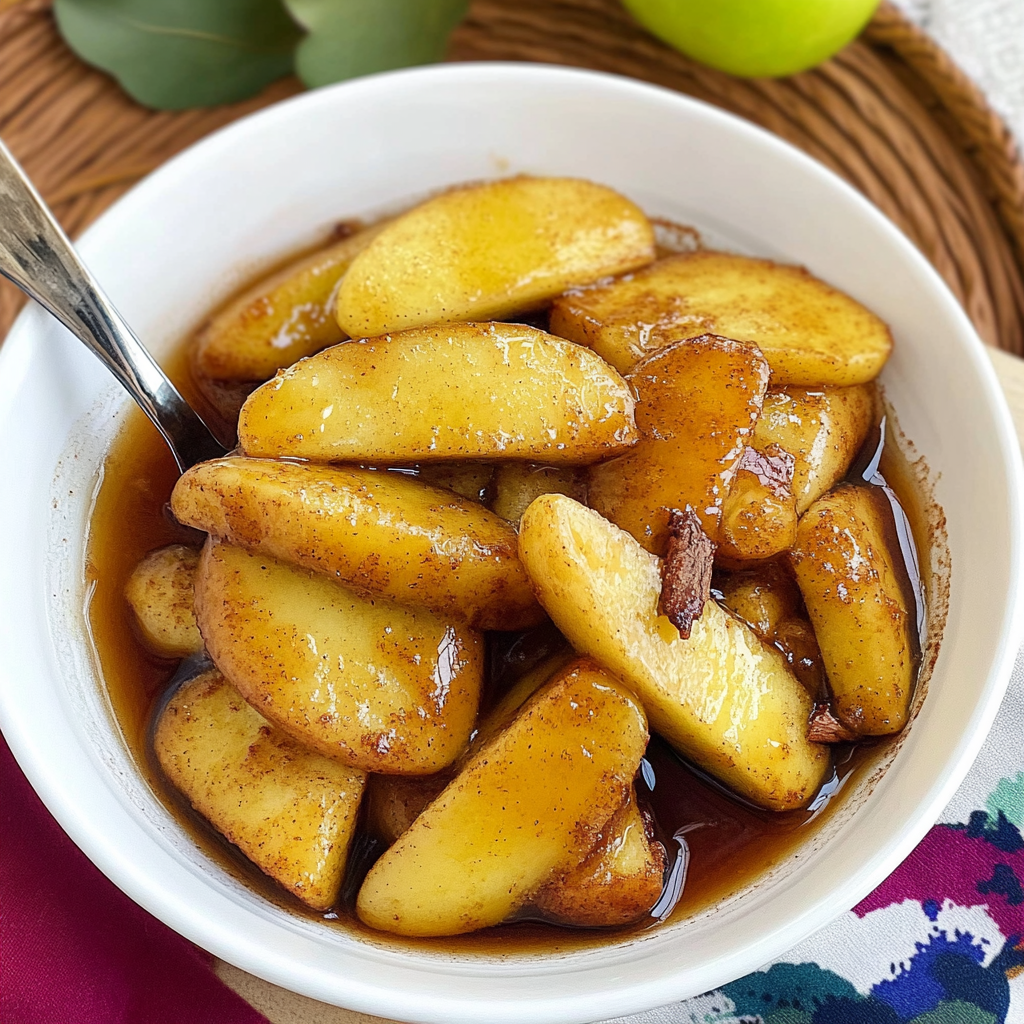 Recipe preparation for cinnamon fried apples