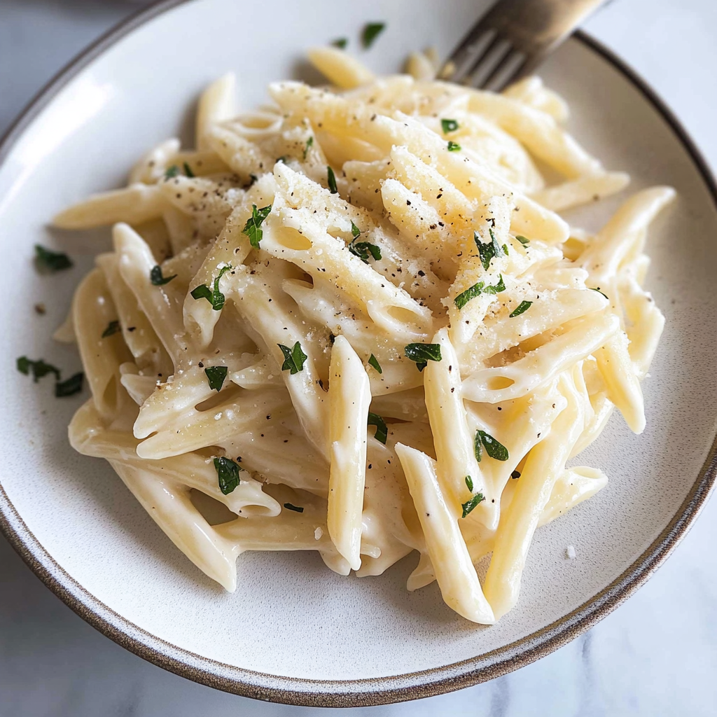 Recipe preparation for 30-Minute Creamy Garlic Pasta