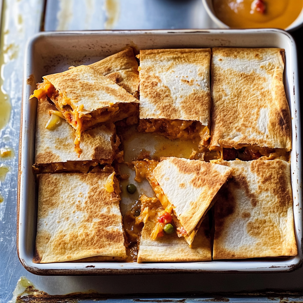 Recipe preparation for Fast Sheet Pan Quesadillas