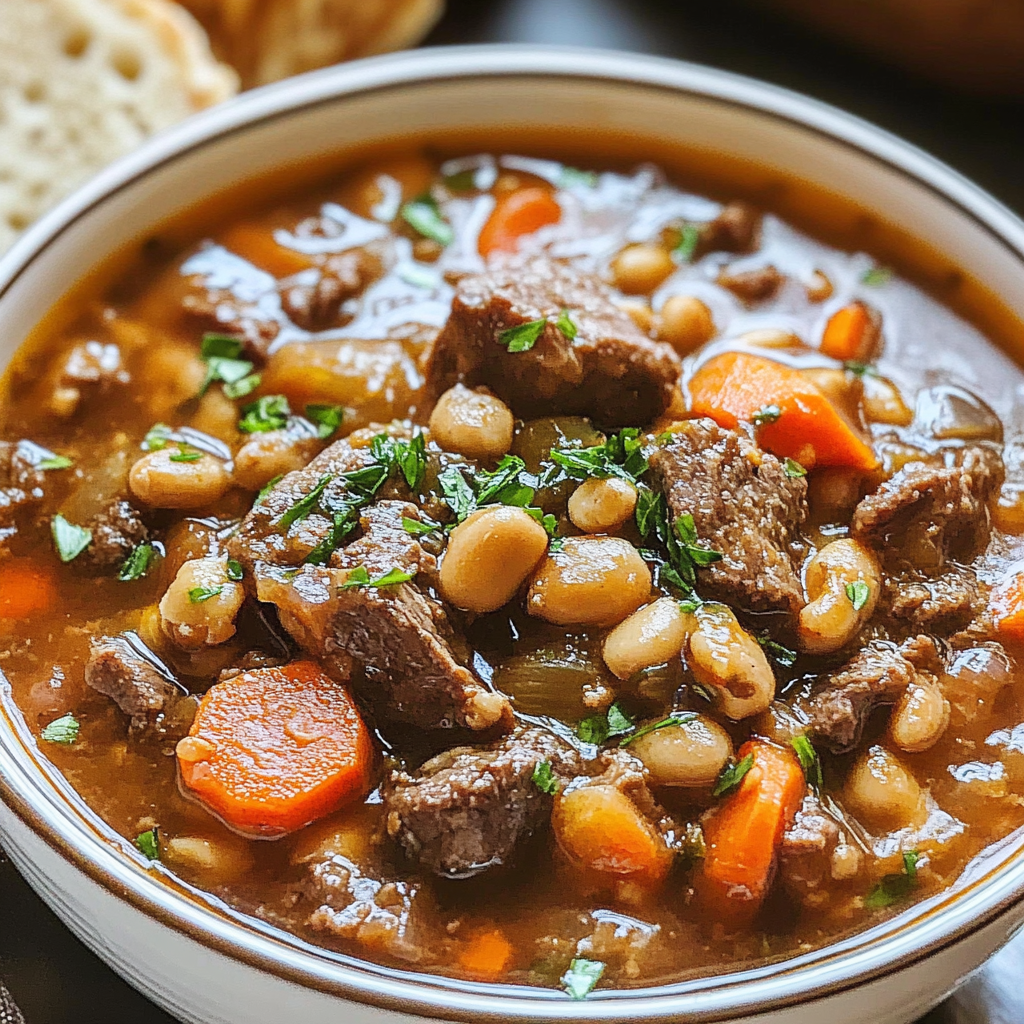 Recipe preparation for Crockpot Beef and Barley Soup