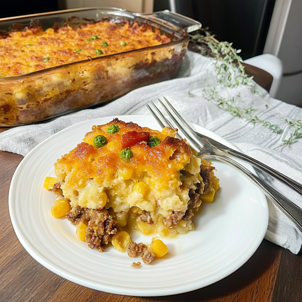 Recipe preparation for Southern Cornbread Casserole with Frozen Vegetables