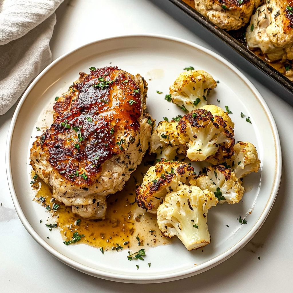 Recipe preparation for Chicken & Cauliflower Sheet Pan Dinner
