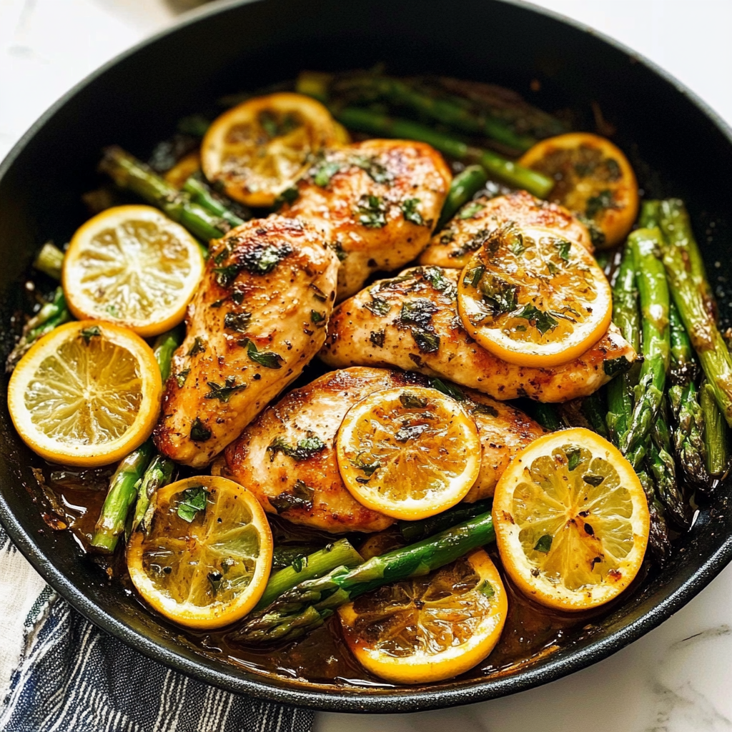 Recipe preparation for 5 Ingredient Lemon Chicken with Asparagus