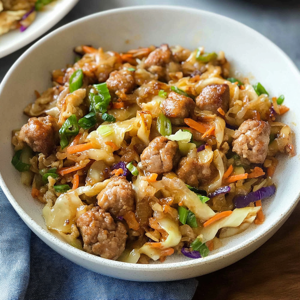 Recipe preparation for Egg Roll In A Bowl