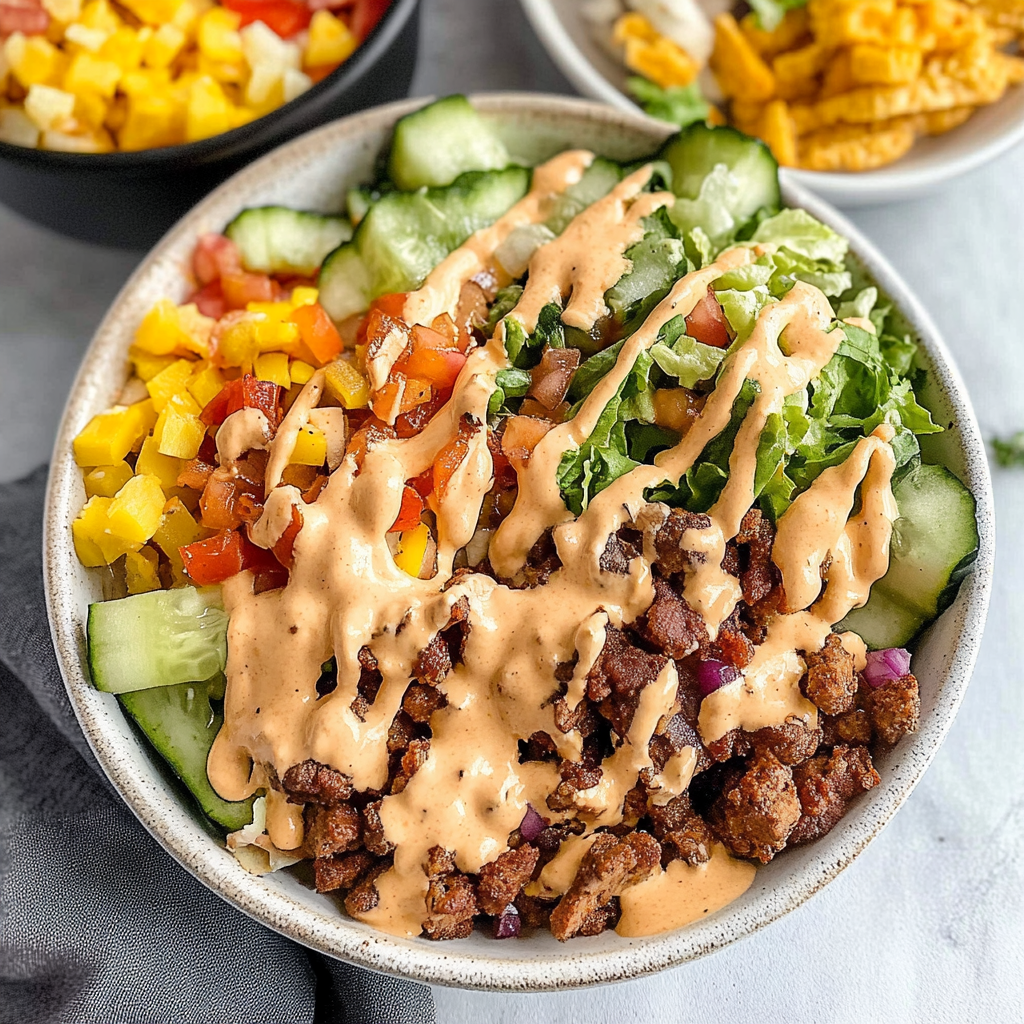 Recipe preparation for Cheeseburger Bowl